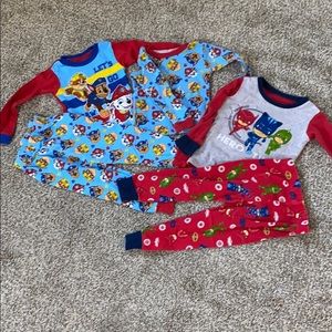 3T paw patrol and pj mask pajamas